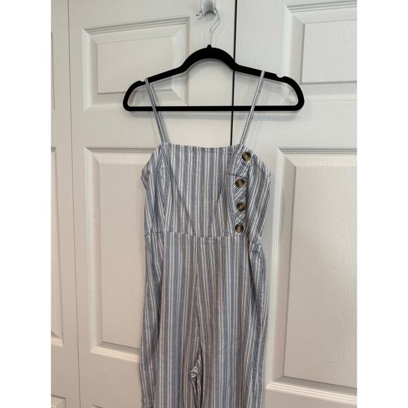 JAPNA Blue & White Striped Wide-Leg Cottage Jumpsuit Size M - Picture 3 of 8
